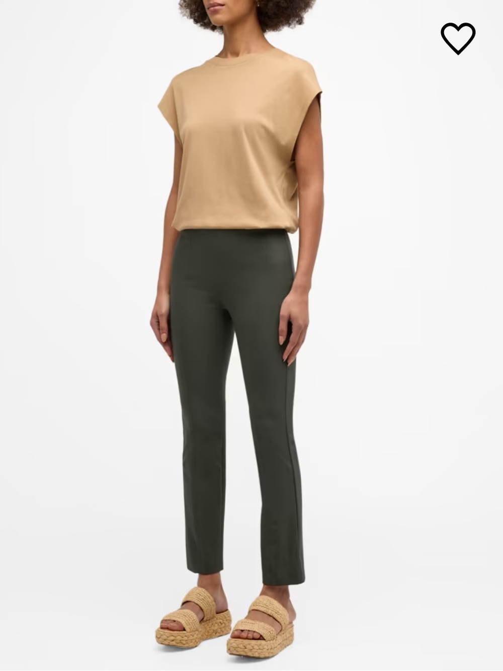 Vince High-Waisted Stitch Front Seam Ponte Leggings in Night Pine